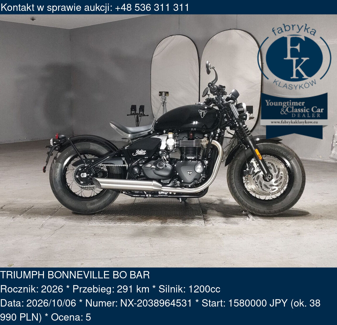 TRIUMPH BONNEVILLE BO BAR 2026 - zdjęcie 2
