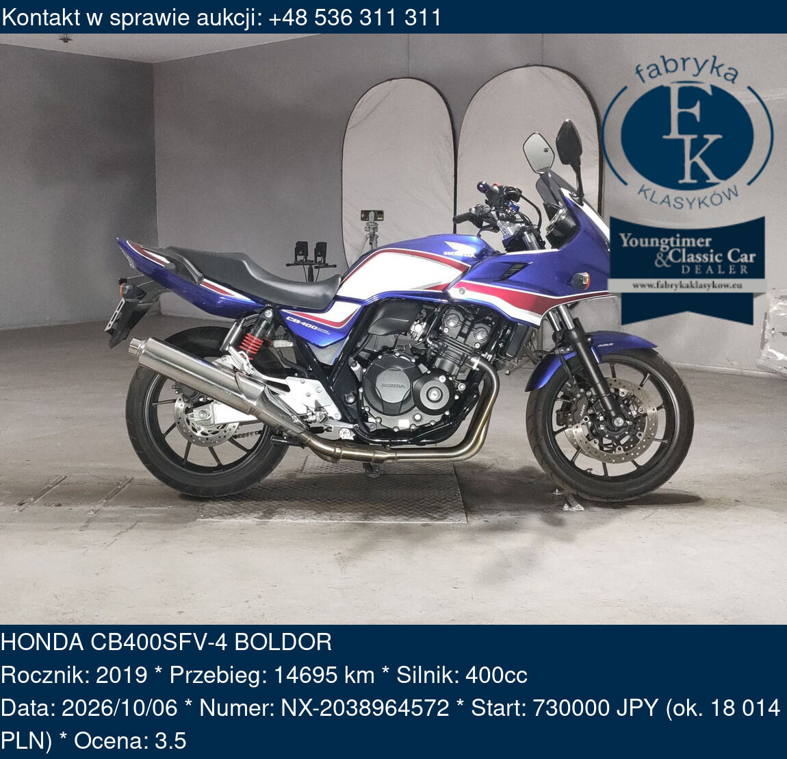 HONDA CB400SFV-4 BOLDOR 2019 - zdjęcie 2