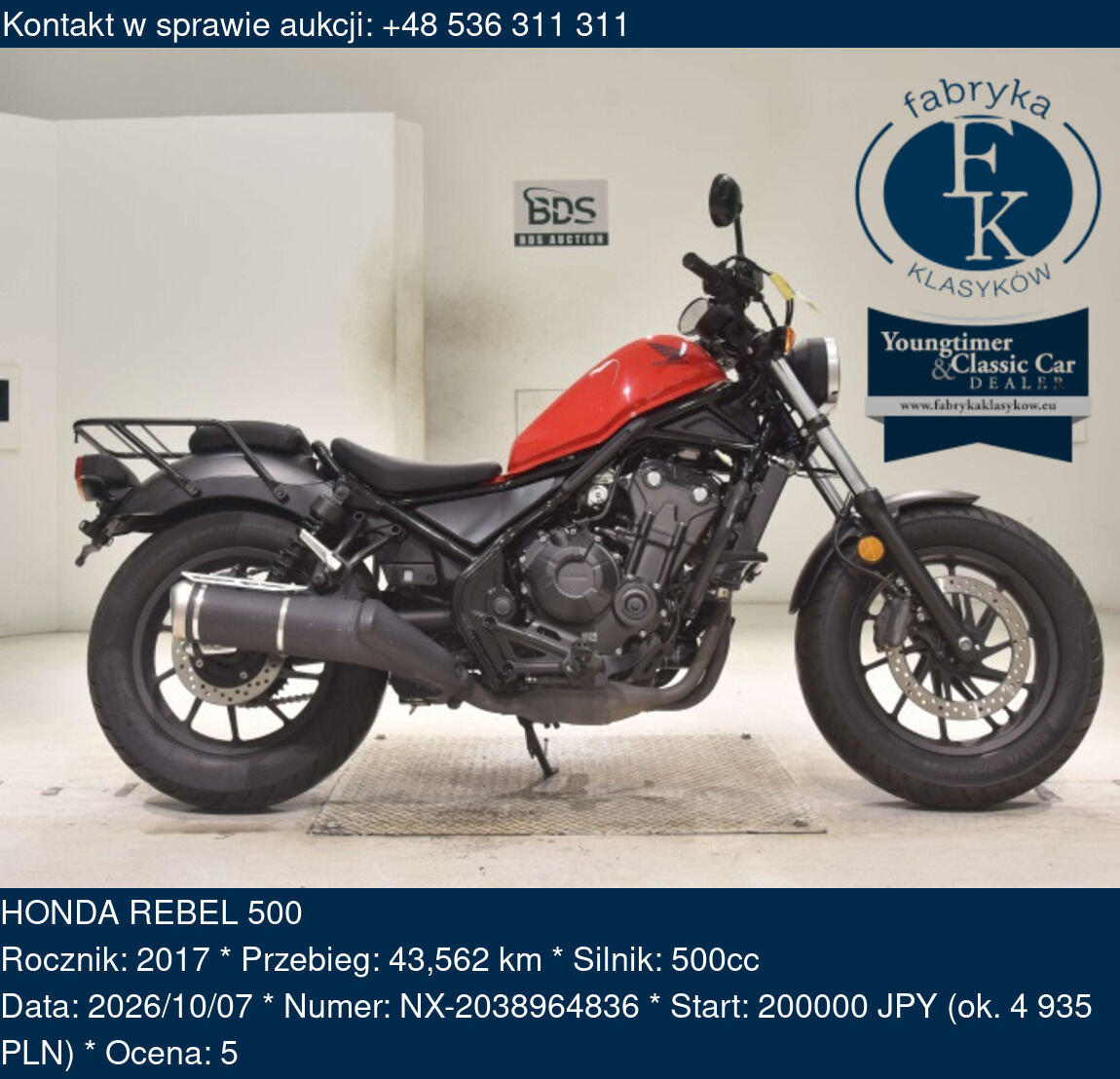 HONDA REBEL 500 2017 - zdjęcie 2