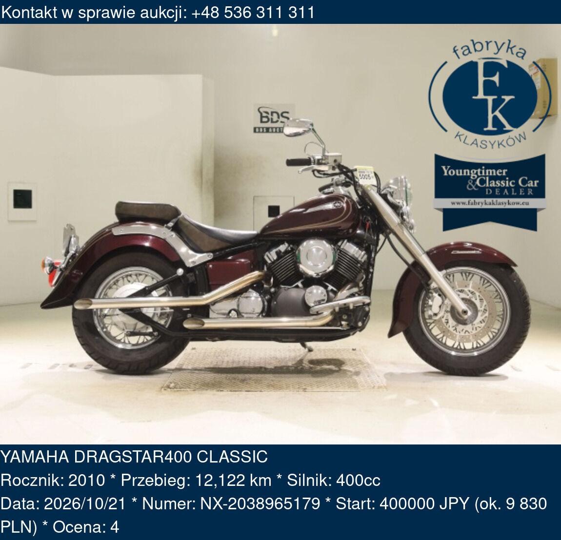YAMAHA DRAGSTAR400 CLASSIC 2010 - zdjęcie 2