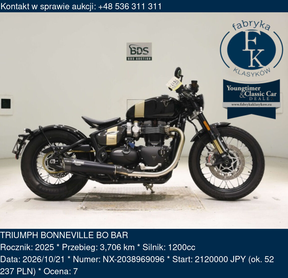 TRIUMPH BONNEVILLE BO BAR 2025 - zdjęcie 2