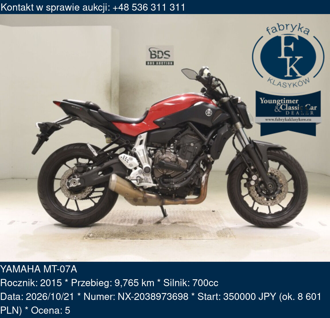 YAMAHA MT-07A 2015 - zdjęcie 2