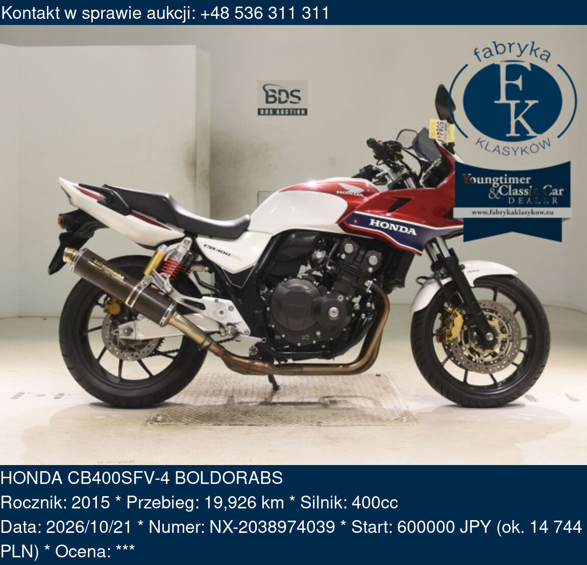 HONDA CB400SFV-4 BOLDORABS 2015 - zdjęcie 2
