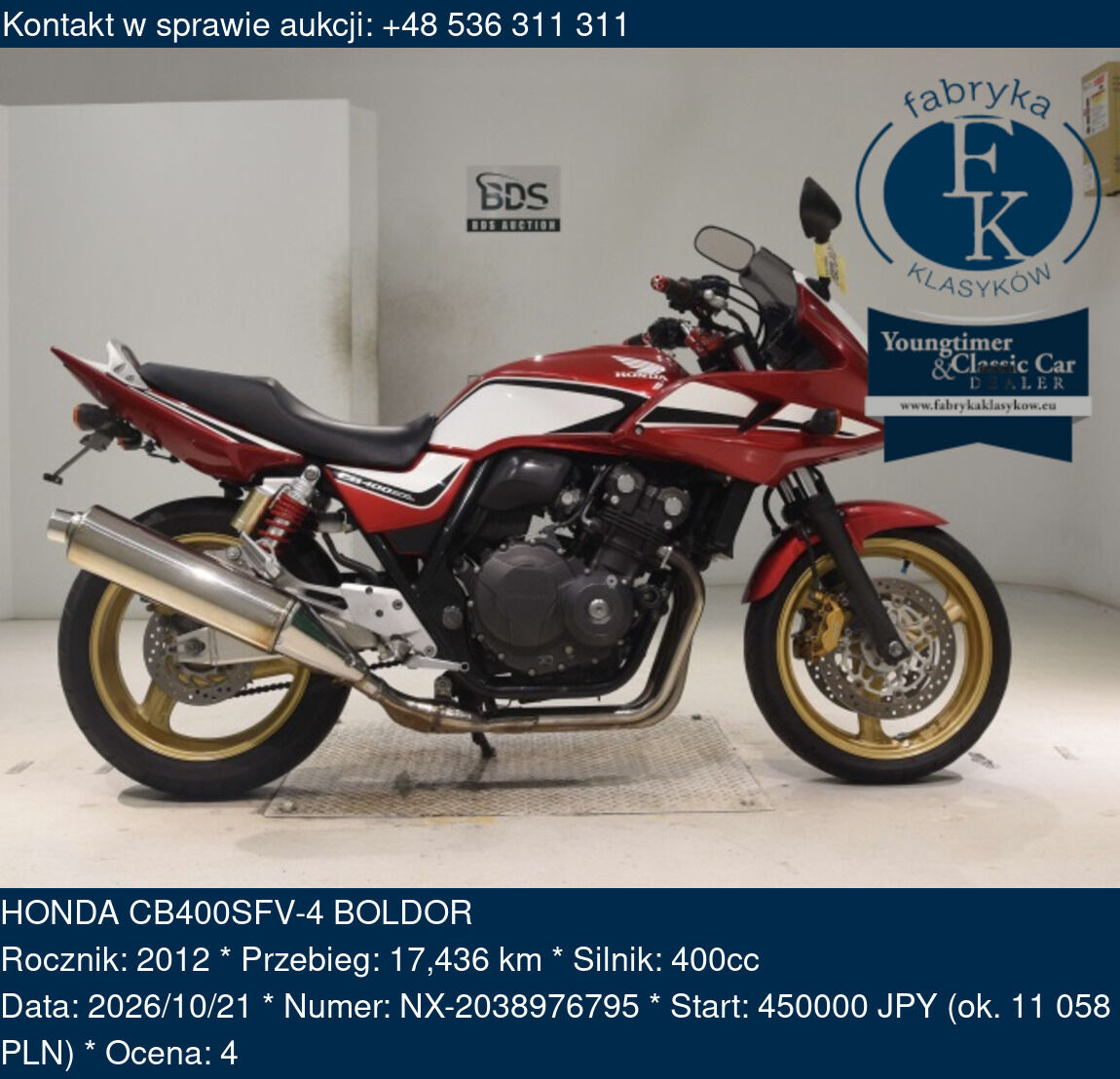 HONDA CB400SFV-4 BOLDOR 2012 - zdjęcie 2