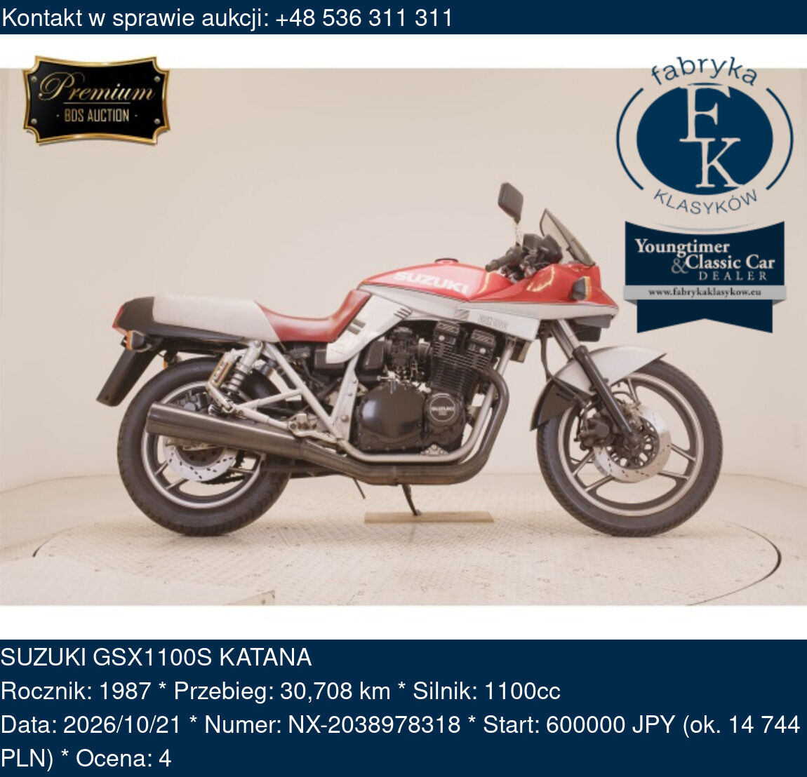 SUZUKI GSX1100S KATANA 1987 - zdjęcie 2