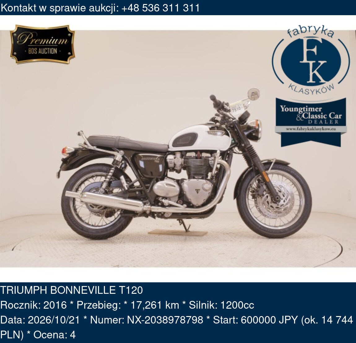 TRIUMPH BONNEVILLE T120 2016 - zdjęcie 2