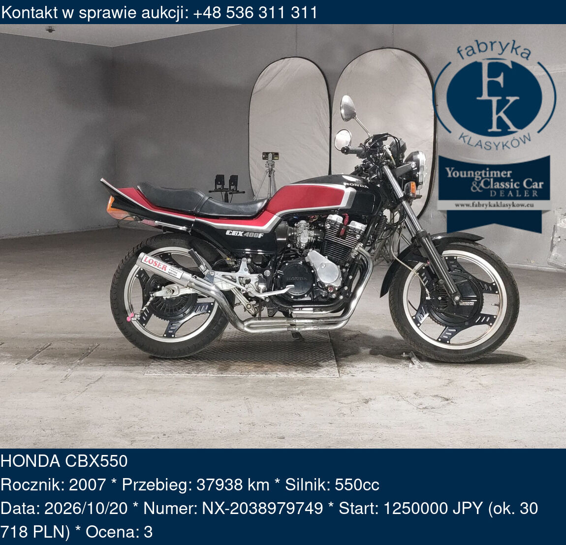 HONDA CBX550 2007 - zdjęcie 2