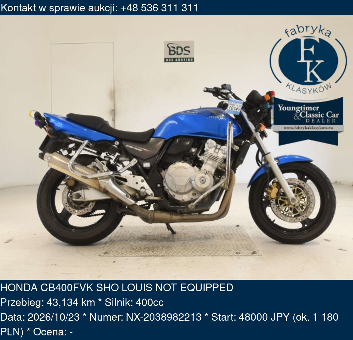 HONDA CB400FVK SHO LOUIS NOT EQUIPPED  - zdjęcie 2