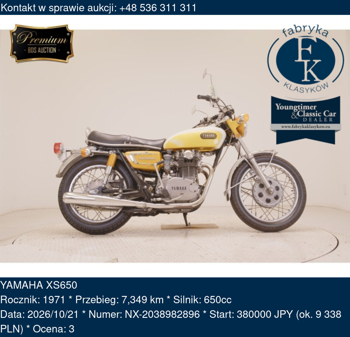 YAMAHA XS650 1971 - zdjęcie 2