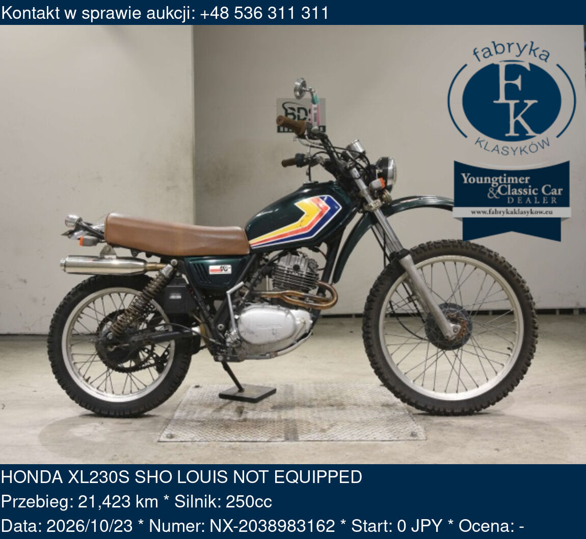 HONDA XL230S SHO LOUIS NOT EQUIPPED - zdjęcie 2