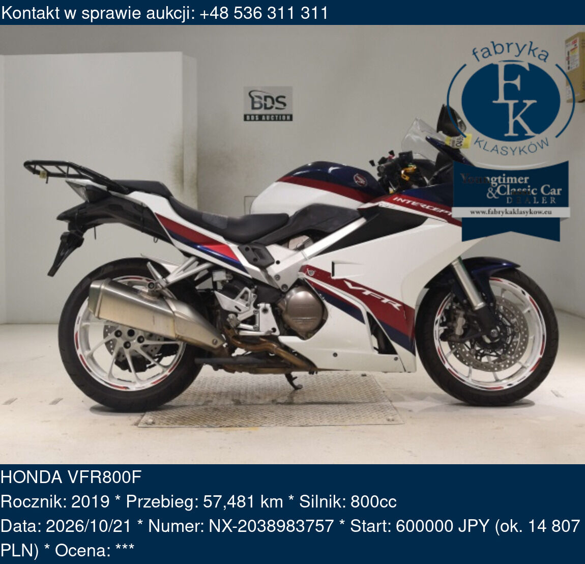 HONDA VFR800F 2019 - zdjęcie 2