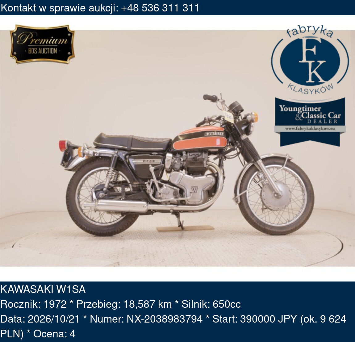 KAWASAKI W1SA 1972 - zdjęcie 2