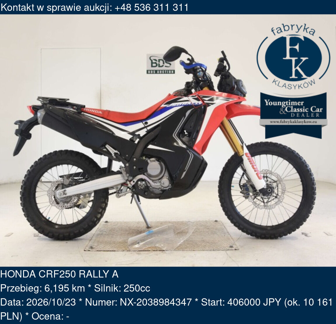 HONDA CRF250 RALLY A - zdjęcie 2