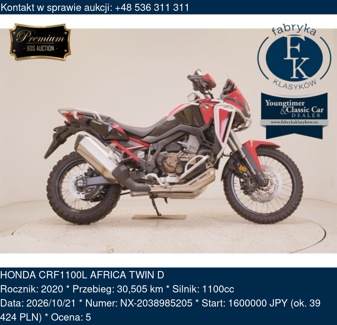 HONDA CRF1100L AFRICA TWIN D 2020 - zdjęcie 2
