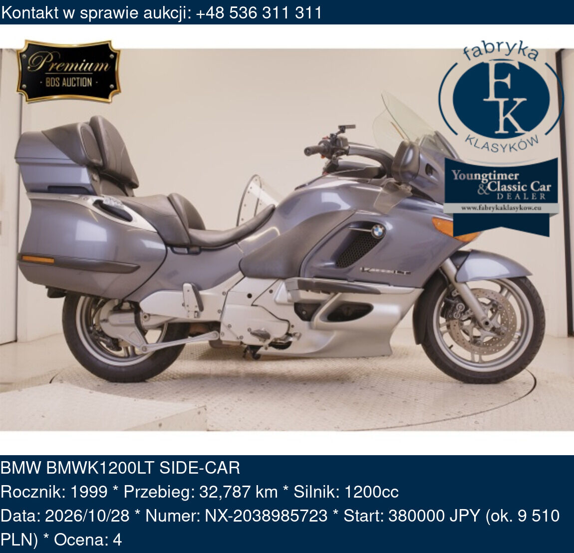 BMW BMWK1200LT SIDE-CAR 1999 - zdjęcie 2