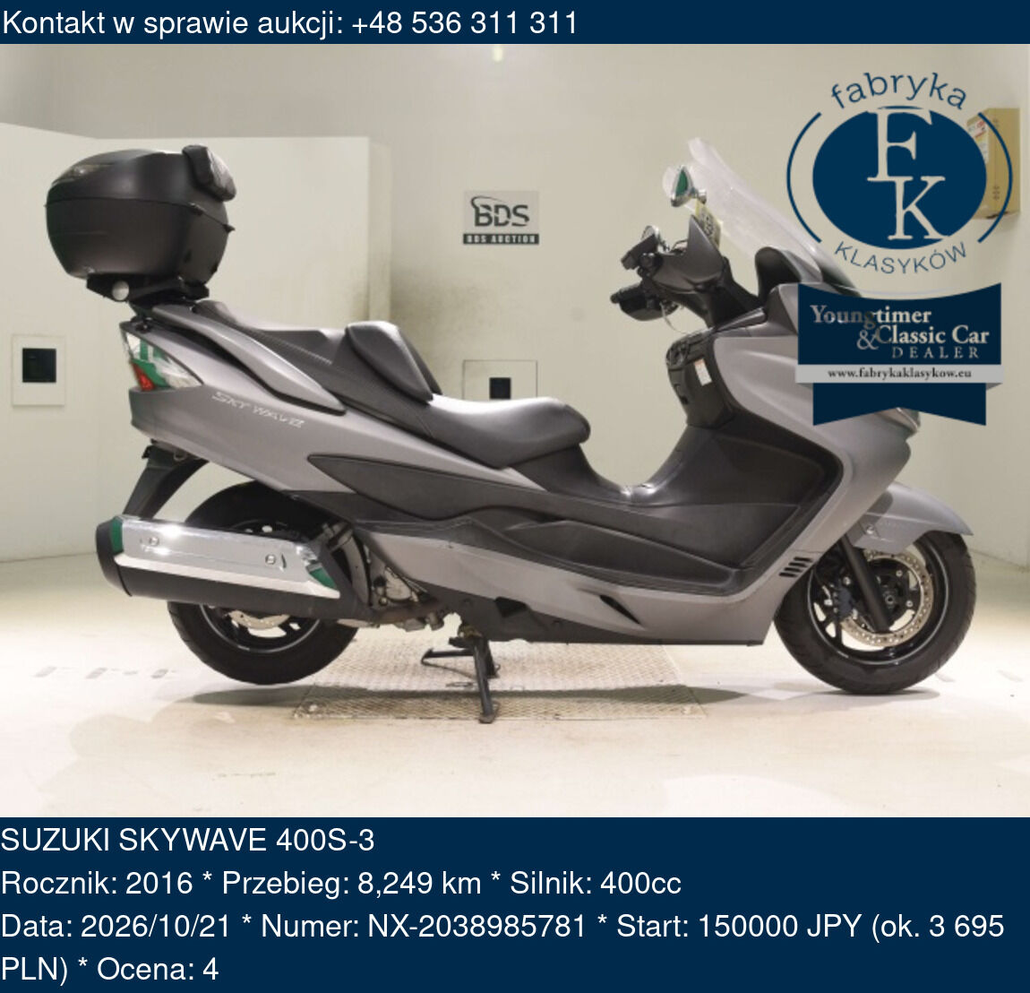 SUZUKI SKYWAVE 400S-3 2016 - zdjęcie 2
