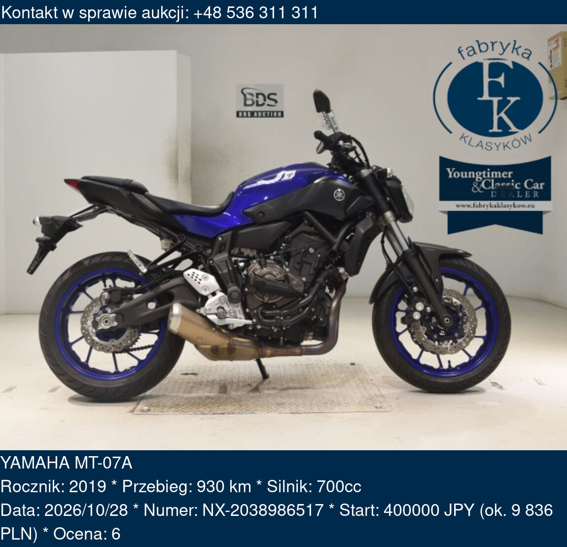 YAMAHA MT-07A 2019 - zdjęcie 2