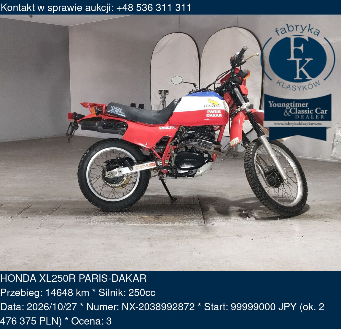 HONDA XL250R PARIS-DAKAR  - zdjęcie 2