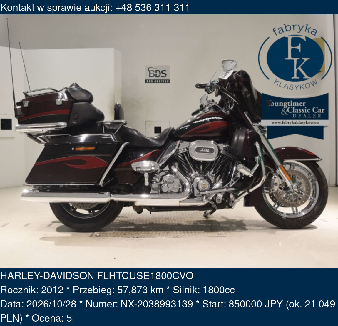 HARLEY-DAVIDSON FLHTCUSE1800CVO 2012 - zdjęcie 2