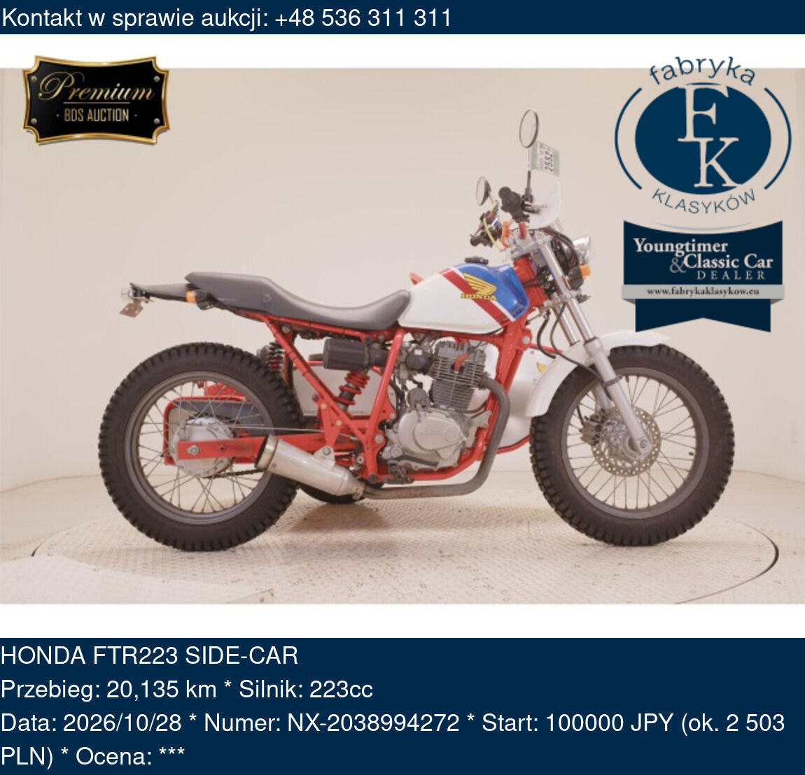 HONDA FTR223 SIDE-CAR  - zdjęcie 2