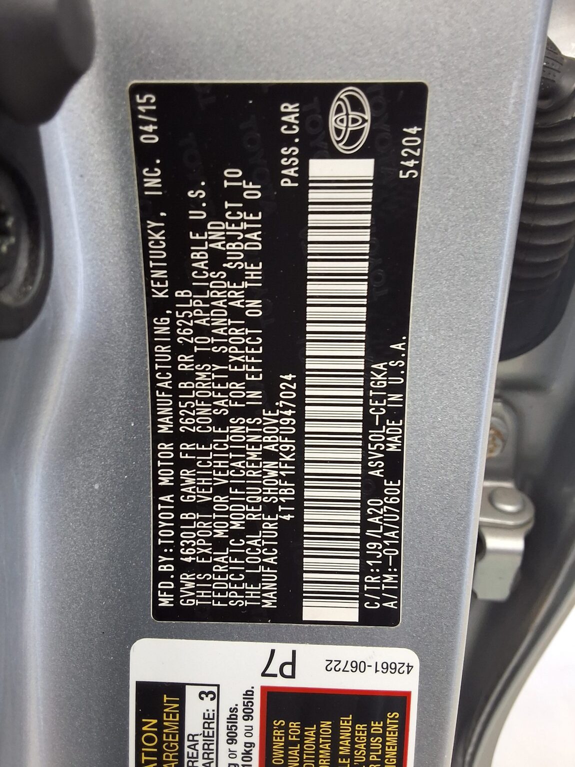 TOYOTA CAMRY (9TH GEN) 2.5 XLE 2015 - zdjęcie 16